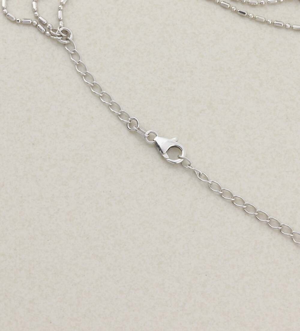 Sterling Silver Shiny Beaded Three Chain Necklace Choker 13" to 16" Adjustable - Picture 6 of 9
